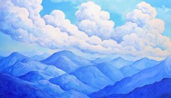 Vast blue mountains under a cloudy sky photo