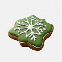 Festive green iced snowflake cookie photo
