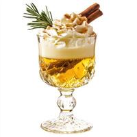 A dessert with whipped cream and cinnamon sticks photo