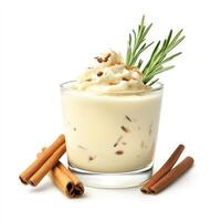 Creamy, spiced eggnog drink photo