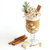 Festive winter drink with whipped cream and cinnamon photo