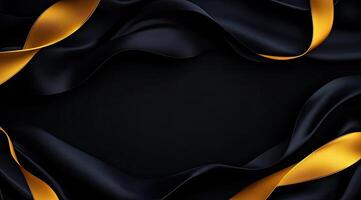 Dark, elegant draped fabric with gold accents photo