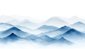 Misty mountain range, soft blue hues photo