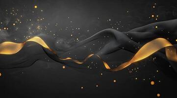 Elegant black fabric with golden accents photo
