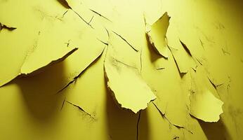 Yellow wall with torn paper on it photo