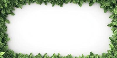 Green leaf border on white background photo