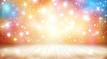 Colorful stage with sparkling lights photo