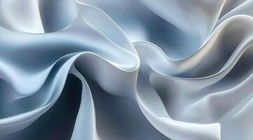 Elegant, flowing fabric in soft, light blue tones. Detailed folds and drapes create a sense of movement and fluidity photo