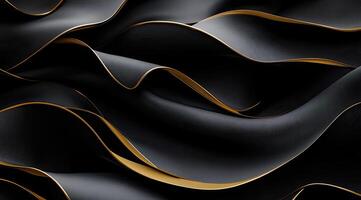 Abstract dark waves with gold accents photo