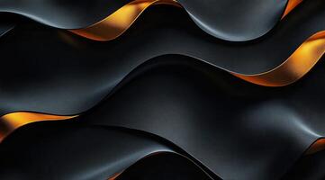 Abstract waves of dark fabric with gold accents photo