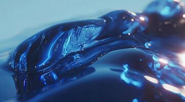 Abstract fluid wave, deep blue tones photo