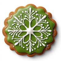 Festive snowflake-shaped gingerbread cookie photo