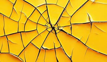 Cracked yellow paint surface photo