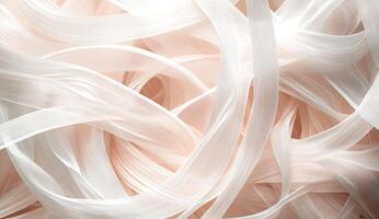 Soft, flowing ribbons in light peach and white photo