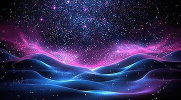 Cosmic landscape with shimmering nebula photo