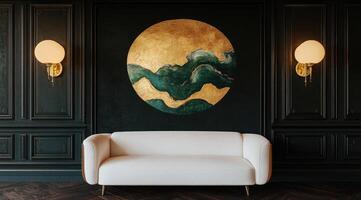 Elegant room with a statement art piece photo
