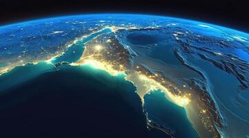 Nighttime view of Middle East photo