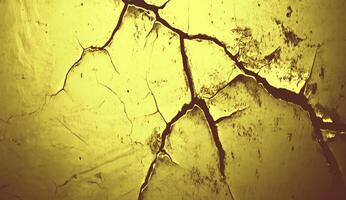 Cracked, golden surface. Textured, dry, and brittle photo