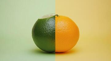 Divided citrus fruit, lime and orange halves photo