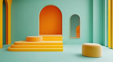 Modern, vibrant, architectural display photo