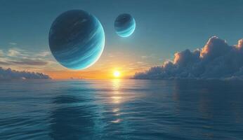 Floating Planets at Sunset photo
