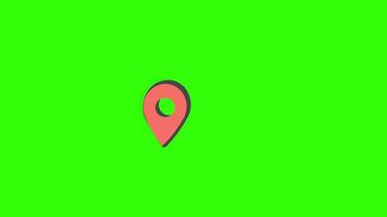 Map Pointer Location Pin Icon Animation on Green Screen Background, 2D Navigation Visuals in 4K Resolution video