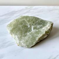 Raw, light green stone photo