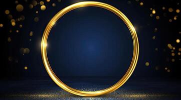 Golden ring frame on dark background photo