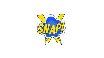 SNAP Comic Text Icon Animation in 2D on Clean White Background, Bold and Fun Pop Art Style Perfect for Creative Visuals and Comic Effects in 4K Resolution video