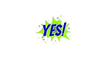 YES Comic Text Pop Art Animation on White Background, Bold and Expressive 2D Cartoon Typography in 4K Resolution video