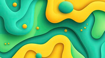 Vibrant, layered abstract design with bold colors and fluid shapes photo