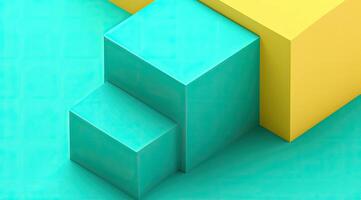 Geometric shapes in teal and yellow photo