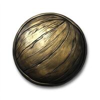 Round, bronze shield, wood grain design photo