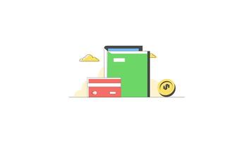 Save Money Icon Animation, Box with Coin and Credit Card in 4K, Financial Savings and Budget Animation for Apps and Websites, Money Management Visuals video