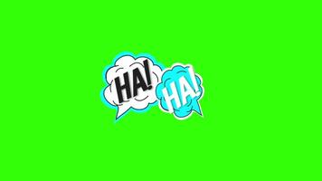 HA HA Comic Style Text Icon Animation in 2D on Green Screen Background, Perfect for Fun Pop Art Visuals and Cartoon Laughter Effects in Crisp 4K Resolution video