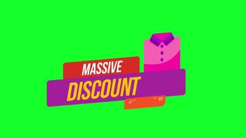 Massive Discount Icon Animation on Green Screen Background 2D Animated Sale and Promotion Visuals in 4K video