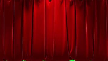 Red Curtain Animation in 2D with Green Screen Background, Ideal for Stage Reveals, Theater Intros, and Dramatic Scene Transitions in Crisp 4K Resolution video