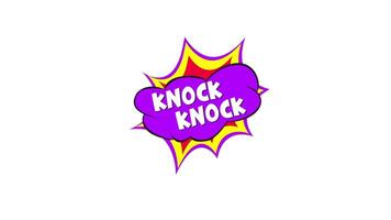 Knock Knock Comic Speech Bubble 2D Animation on White Background for Creative, Playful, and Engaging Comic Style Visual Content Perfect for Fun Projects video