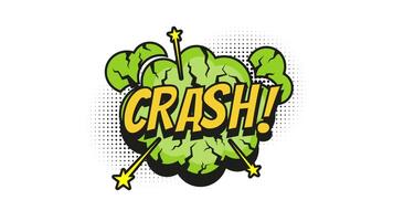 Crash Comic Text Pop Art Style 2D Animation on White Background Featuring Bold Expression and Dynamic Visuals in Stunning 4K Resolution video