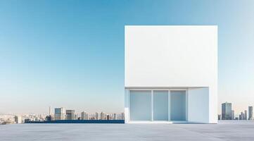 Modern minimalist rooftop building photo