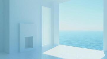 Coastal minimalist interior with ocean views photo