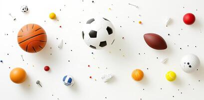 Sport Balls Scattered on White Background photo