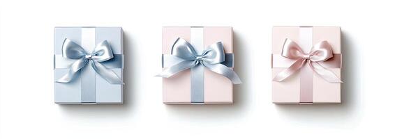 Three Gift Boxes with Elegant Bows photo