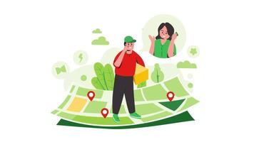 Delivery Man Calling Customer 2D Courier Service Animation, Fast Delivery and Customer Communication in 4K Resolution video
