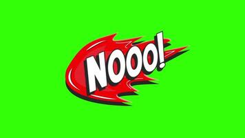 NOO Text Pop Up Comic Style 2D Animation on Green Screen Background, Bold and Expressive Reaction in 4K video