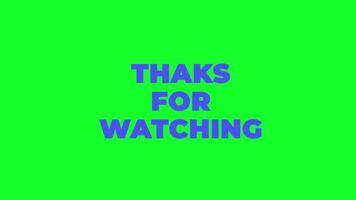 Thanks for Watching Text Animation on Green Screen, 2D Style Icon for Outro and Ending Scenes in 4K video