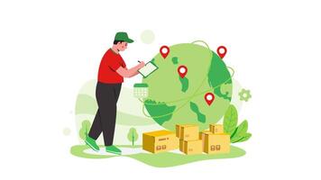 Global Delivery Service 2D Animation for Worldwide Shipping, International Parcel Delivery, and E-Commerce Solutions, Fast and Reliable Logistics in 4K video