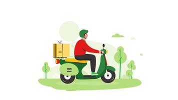 Delivery Man with Scooter Courier Service 2D Explainer Animation, Fast Delivery Service and Efficient Courier Solutions Visuals in 4K Resolution video