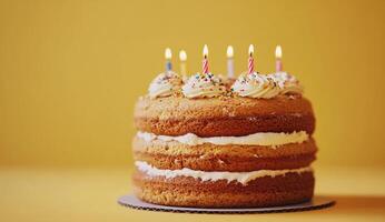 A birthday cake with candles on top photo