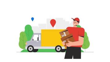 Delivery Man Carrying a Box 2D Animation, Perfect for Courier, Parcel Delivery, Logistics and Shipping Service Visuals in 4K Resolution video